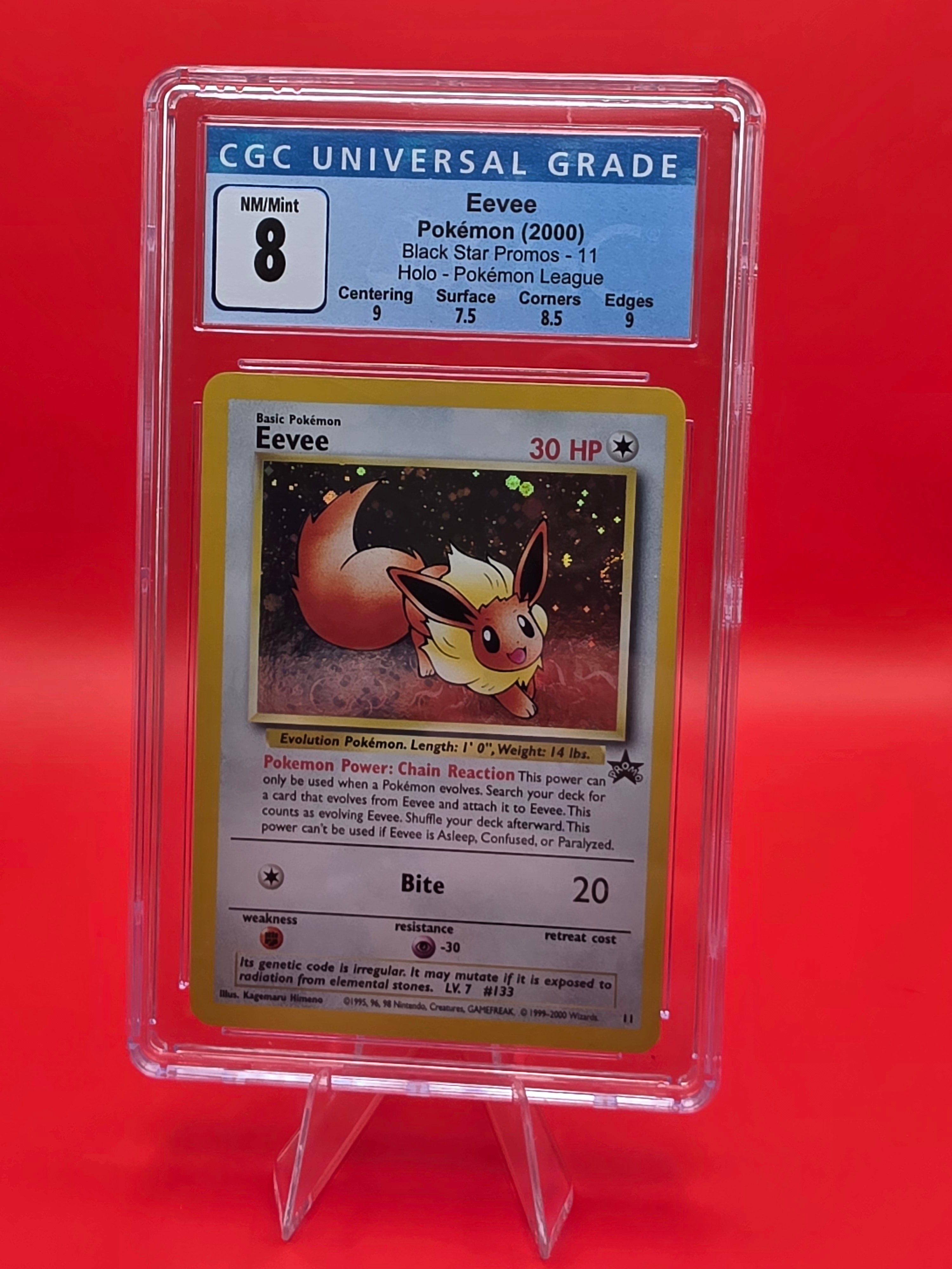 CGC 8 Eevee 11 Black Star Promos Pokemon League Holo Swirl Pokemon Card